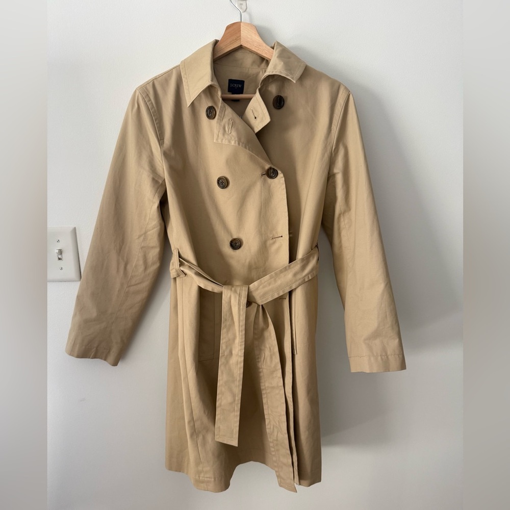 J. Crew Double-Breasted Tan Trench Coat with Belt